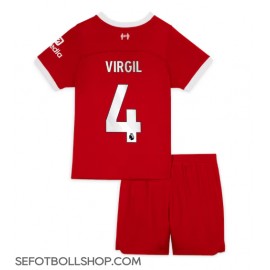 Billiga Liverpool Virgil van Dijk #4 Barnkläder Hemma fotbollskläder till baby 2023-24 Kortärmad (+ Korta byxor)